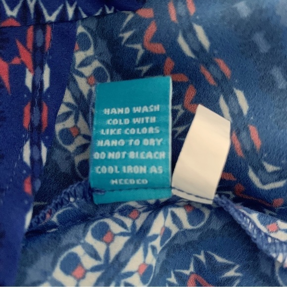 Tori Richard Charlotte Geometric Print Dress Large Blue - Picture 7 of 8